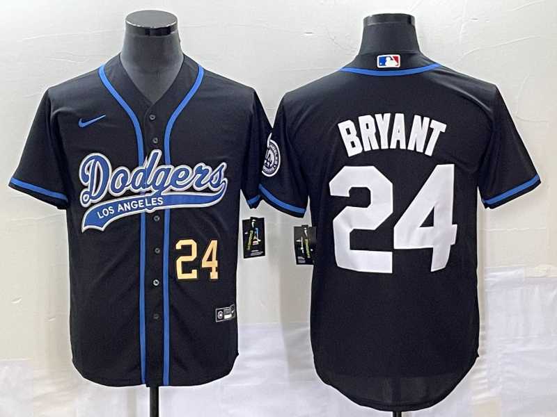 Men%27s Los Angeles Dodgers #24 Kobe Bryant Number Black With Patch Cool Base Stitched Baseball Jersey->los angeles dodgers->MLB Jersey